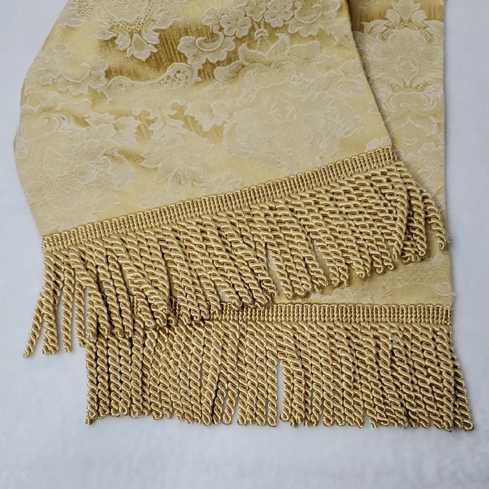 Elegant Stratford Gold Brocade Table Runner With Fringe